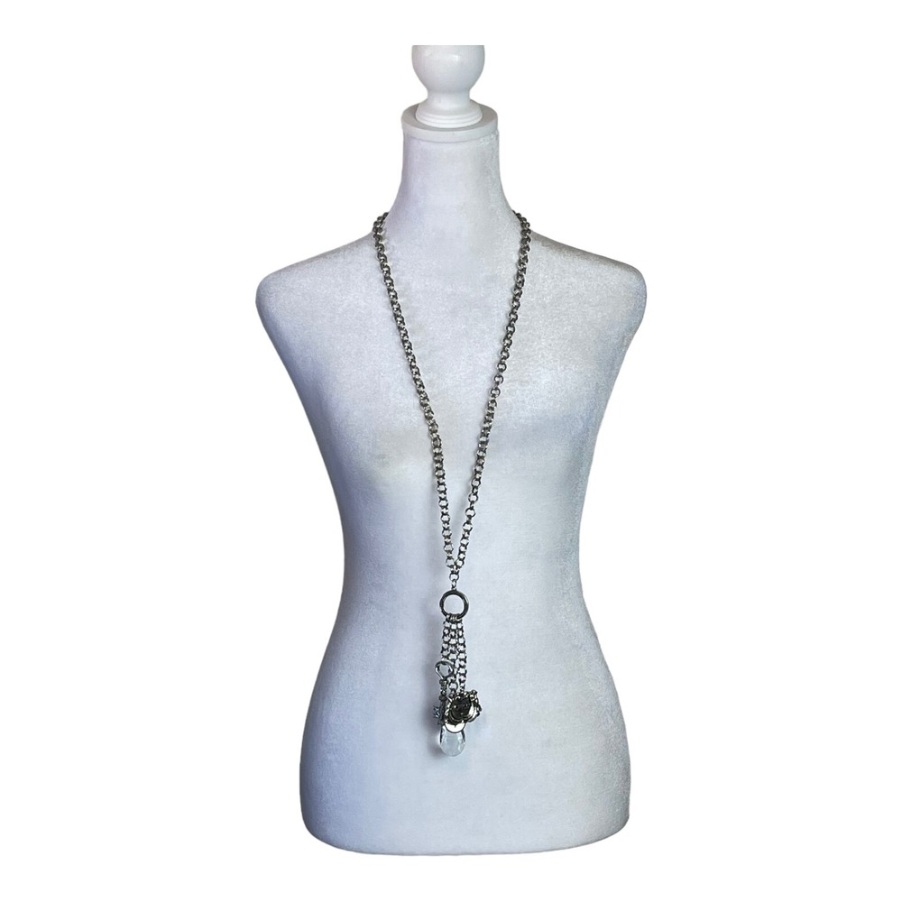 Chicos Necklace 35 Yrs Bold Anniversary Collection Silver Tone Chain Charms